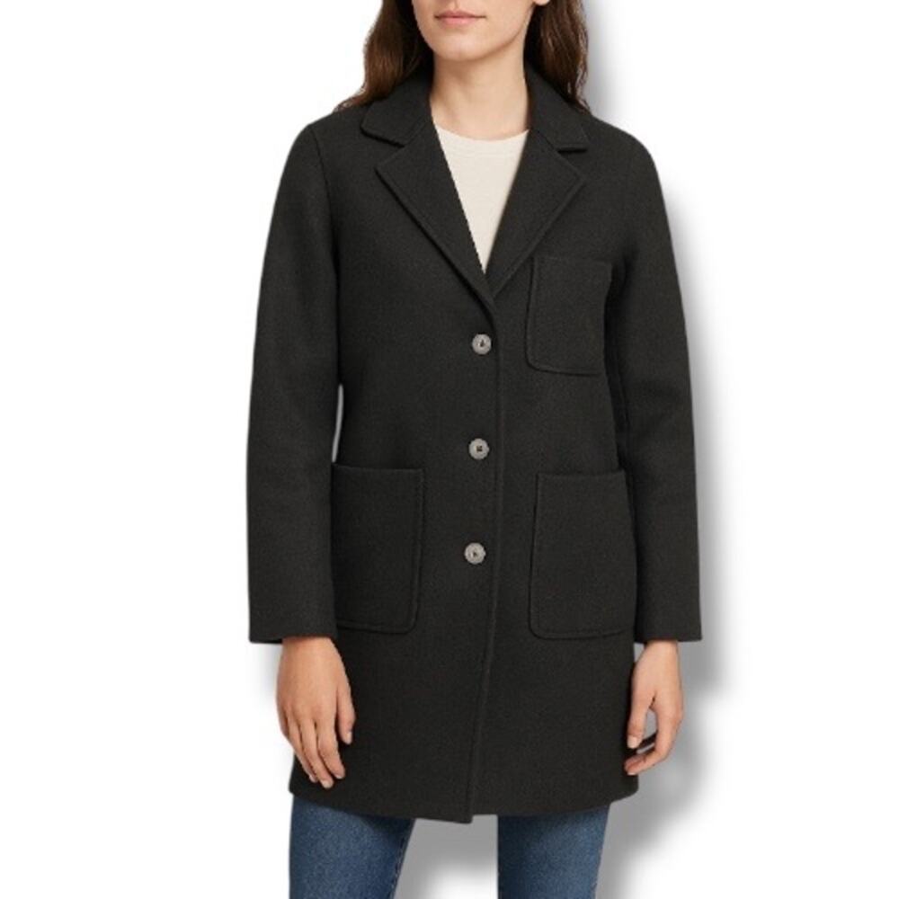 Rebecca Minkoff Dark Charcoal Wool‎ Blend Coat Patch Pockets Small Minimalist